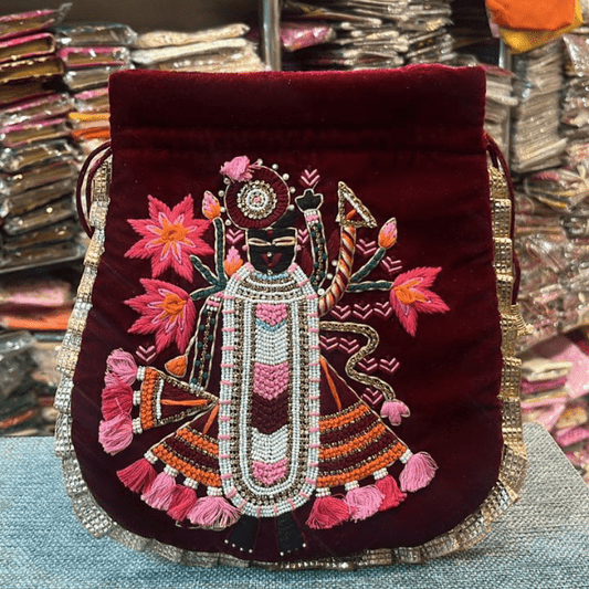 Gujarati Style Fine Bead & Thread Work Shree Nathji Potlie | Set Of 5