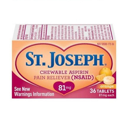Aspirin 81 mg Low Dose Chewable Tablets by St Joseph 36 Count