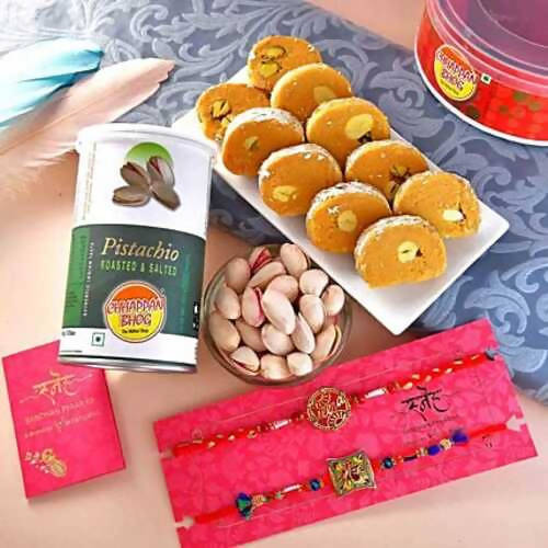 Ek Omkar & Veera Rakhis With Batisha & Pistachio Combo