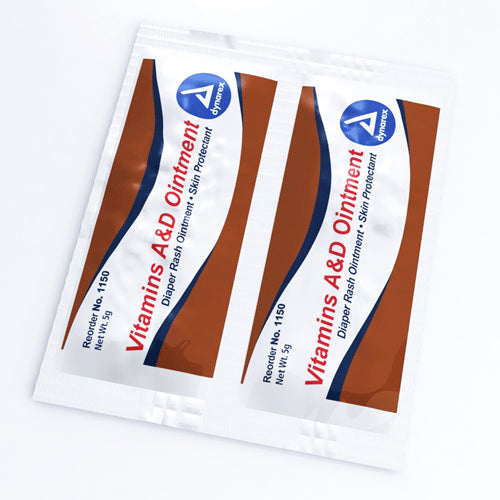Vitamin A and D Ointment Packets 144 Count Skin Protectant for Diaper Rash & Skin Irritation