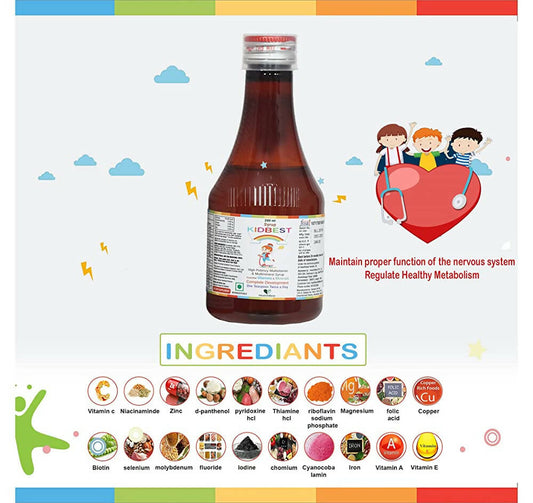 HealthBest Kidbest Multivitamin & Multimineral Syrup for Kids