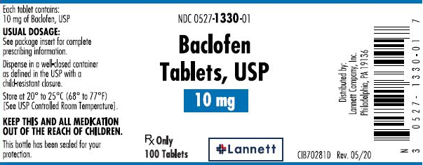 Baclofen Tablets 10 mg by Lannett 100 Count (Rx)