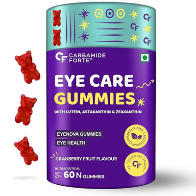 Carbamide Forte Eye Gummies - Lutein and Zeaxanthin Supplements with Astaxanthin, Veg DHA and Vitamin C | Eye Supplements to Improve Vision - Cranberry Flavour - 60 Veg Eye Gummies