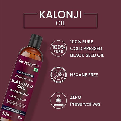 Carbamide Forte Cold Pressed Kalonji Oil for Hair Growth- Pure Black Seed Oil for Hair Growth & Skin - Virgin Grade Nigella Sativa - 100ml