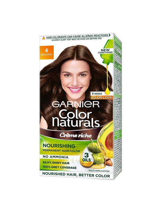 Garnier Color Naturals Permanent Hair Color - 4 Brown (70ml+60gm)