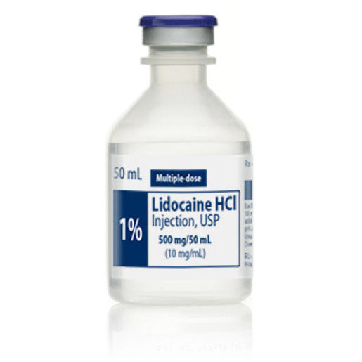 Lidocaine Hydrochloride 1% Injection 50 mL Multiple Dose, 25/Pack (Rx)