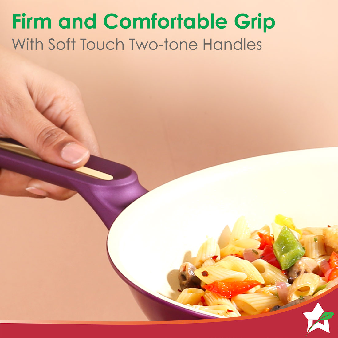 Bellagio Fry Pan | 20 cm | 1.1 L | Non-Stick Ceramic Coating | Non-Toxic | Pure Aluminium | PFAS and PFOA Free | 3mm Thickness | Two-Tone Soft-Touch Handle | Firm Grip | 2 Years Warranty