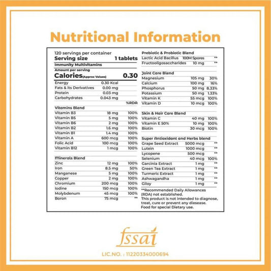 Boldfit Immunity Multi Vitamins with Probiotics Tablets