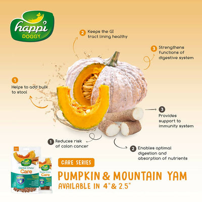 Happi Doggy Dental Chew Care Digestive Support Pumpkin & Mountain Yam