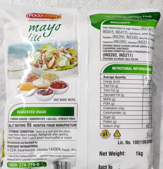 food coast Mayo Lite Sauce & Dip  (1 kg)