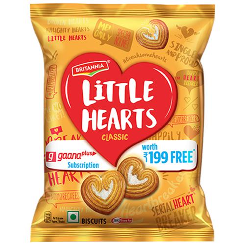 Britannia Little Hearts Classic - Sugar Sprinkled, Heart Shaped Biscuits, 32 g