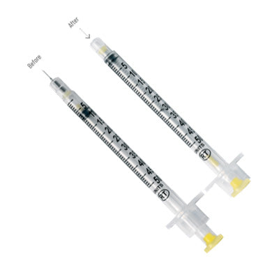 VanishPoint 29 gauge x 5/16 inch Retractable Insulin Syringe with Needle 1 mL, Regular Wall, 100/Box