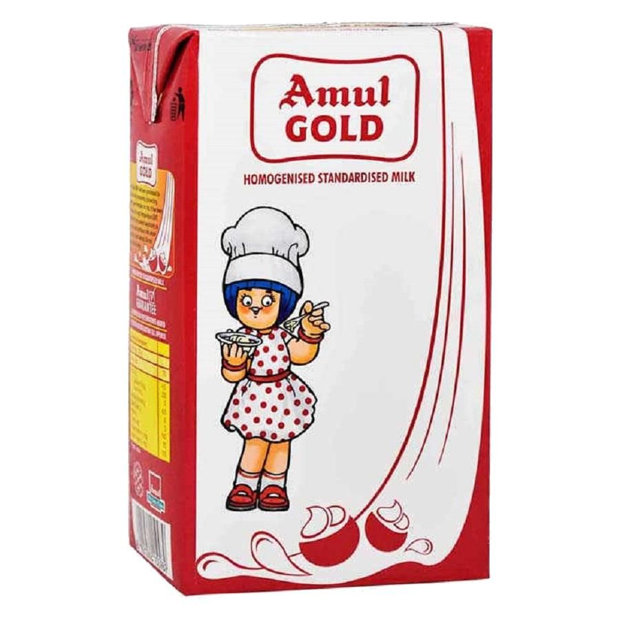 10x Amul Homogenised Gold Milk, Pack of 10 - 10KG (1Ltr x 10)