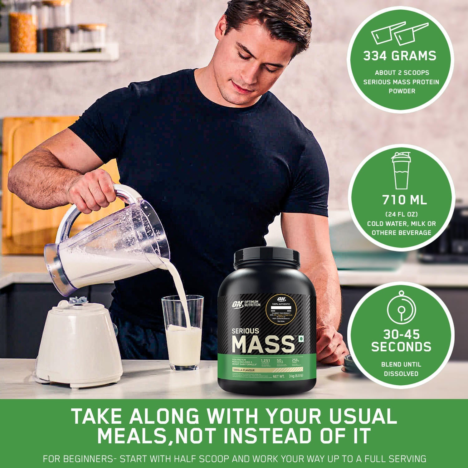 Serious Mass - Chocolate - 3 Kg + Creatine 100 g