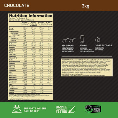 Serious Mass Weight Gainer - Chocolate flavour - 3KG