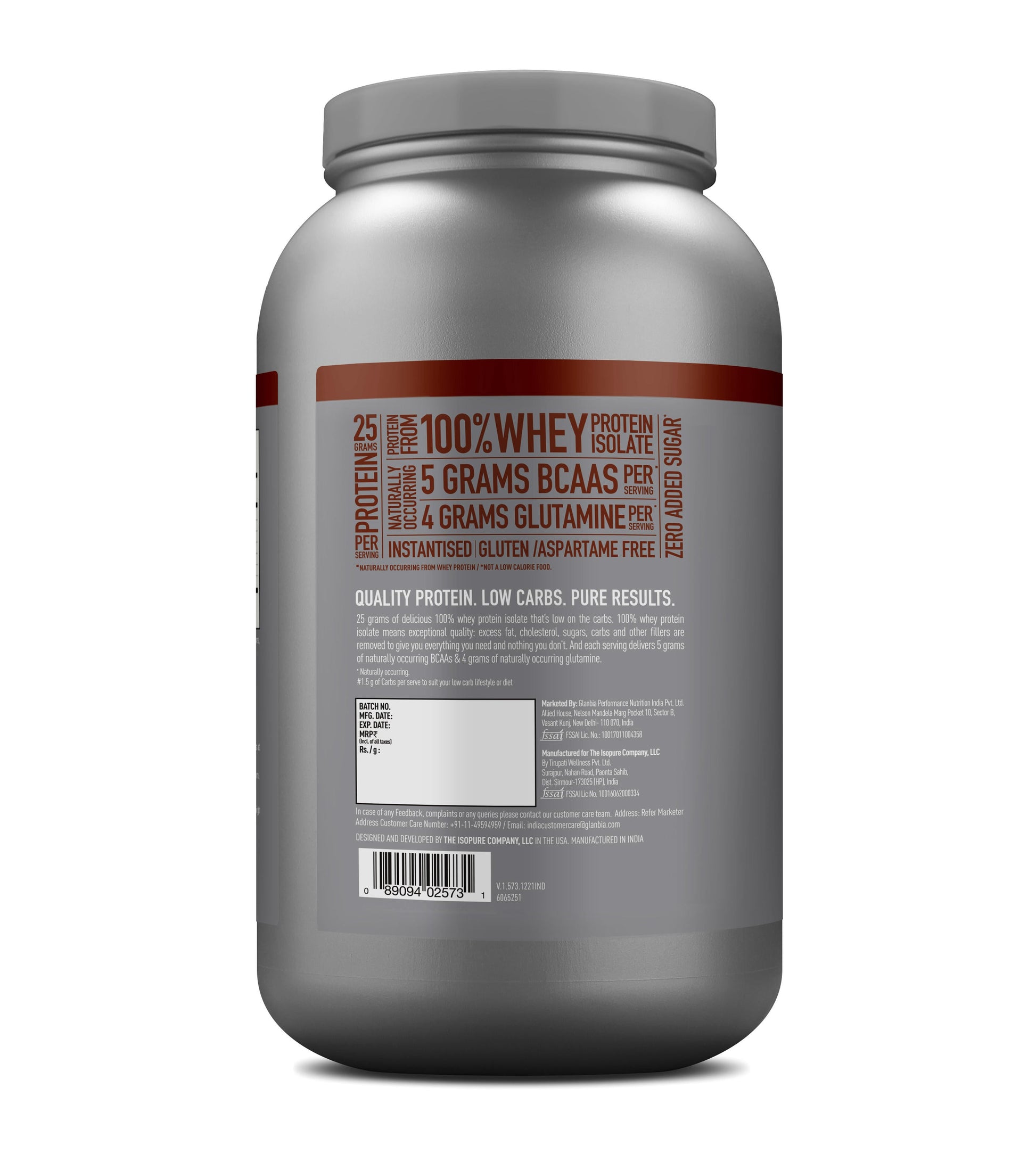 Isopure Low Carb Whey Protein Isolate Powder | Dutch Chocolate | 1 Kg