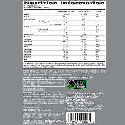 Isopure Low Carb Whey Protein Isolate Powder | Dutch Chocolate | 1 Kg + Optimum Nutrition (ON) Gold Standard Pre-Workout- 142.5g/15 single serve packs