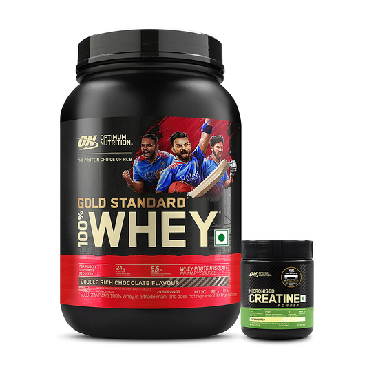 Gold Standard 100% Whey Protein Powder | Double Rich Chocolate | 2 lbs and Micronized Creatine Powder | Unflavoured|100 g