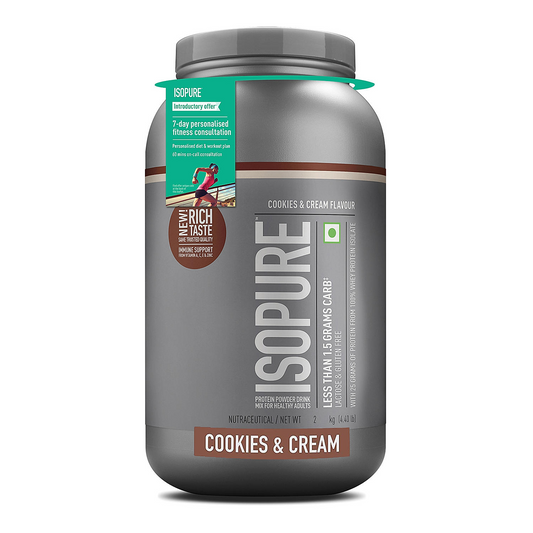 Isopure Whey Protein Isolate Powder with Vitamins for Immune Support - 2 kg (Cookies & Cream)