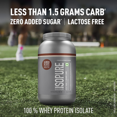 Isopure Cookies & Cream - 1kg / 2.2lb (Low Carb, Lactose-Free, Zero Added Sugar)