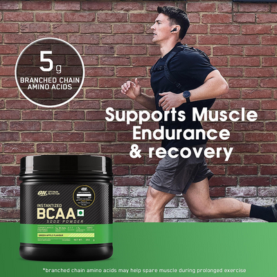 Micronised Creatine Powder | Unflavoured | 250 g and BCAA 5000 Powder | Green Apple | 250 g and Optimum Nutrition (ON) Gold Standard Pre-Workout- 142.5g/15 single serve packs (Green Apple Flavor), For Energy, Focus, Power, Endurance & Performance