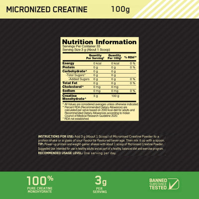 Gold Standard 100% Whey Protein Powder | Vanilla Ice Cream | 4 kg and Micronized Creatine Powder | Unflavoured|100 g