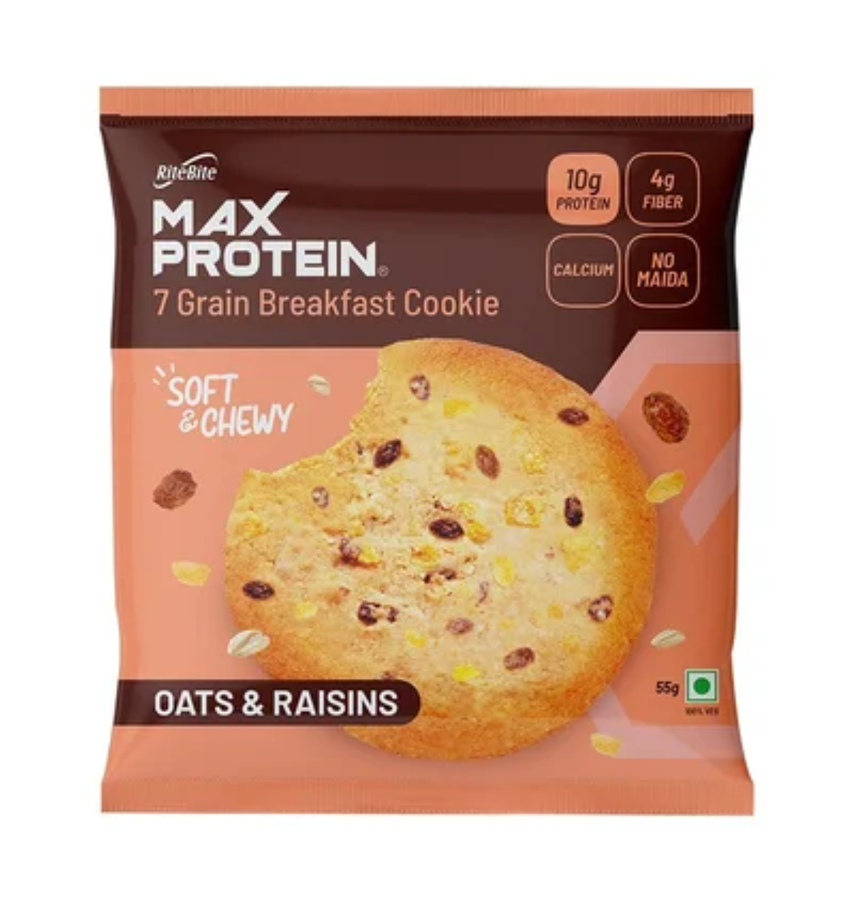 RiteBite Max Protein Oats & Raisins Cookies - 55GM