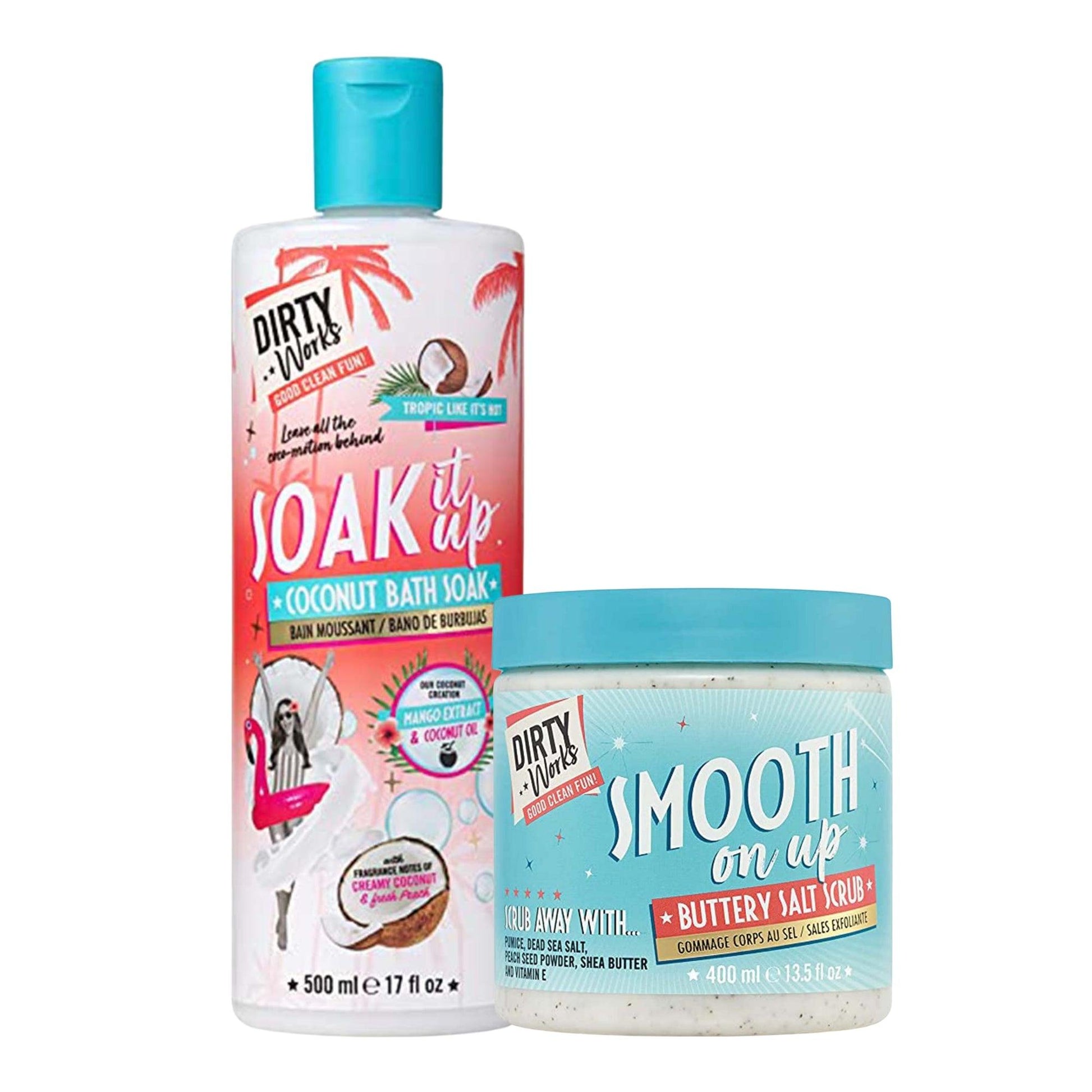 Soak It Up Coconut Bath Soak And Smooth On Up Buttery Salt Scrub