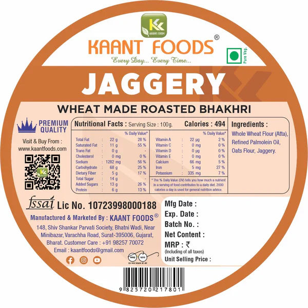 Kaant Foods Jaggery Bhakhri | 200 gms
