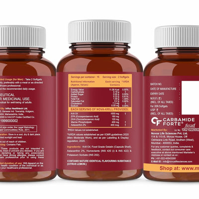 Carbamide Forte Antarctic Krill Oil 1000mg with Marine Phospholipids & 2% Astaxanthin | 100% Pure Krill Oil Omega 3 300mg Capsules for Heart, Brain, Joint, Eye & Skin Health - 30 Softgels