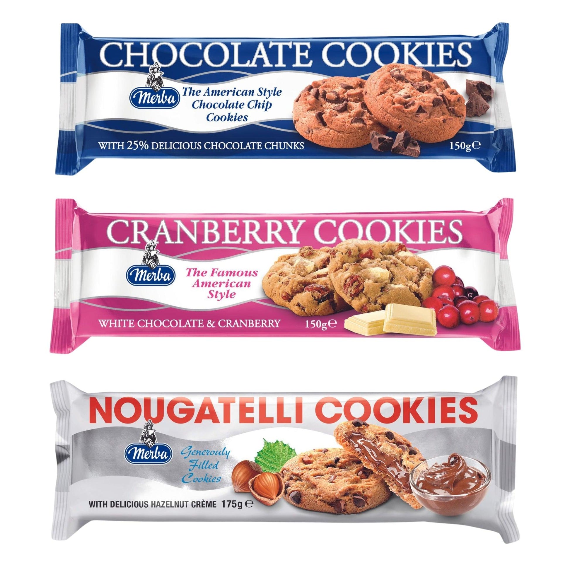 Choclate Cookies 25% And White Choco Cranberry Cookies And Nougatelli Cookies|Combo Of 3