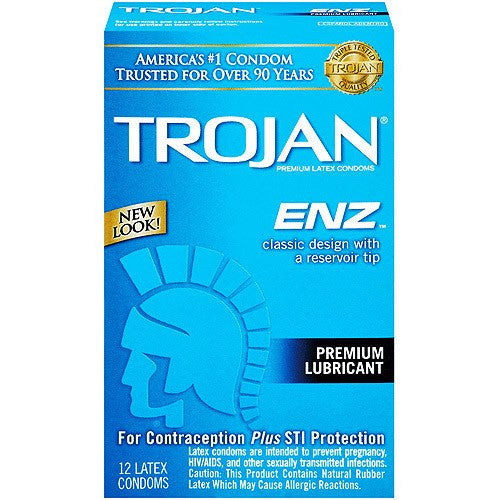 Trojan Enz Premium Lubricated Condoms, 12 Count