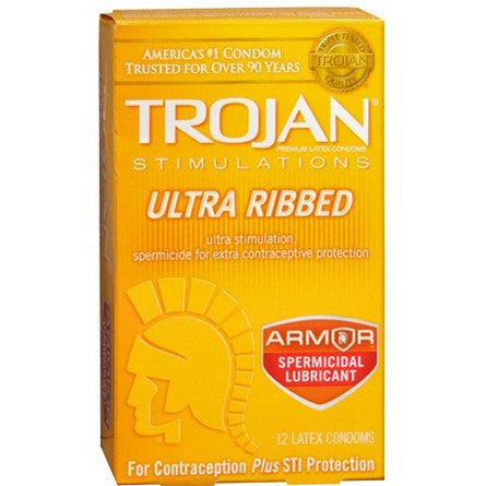 Trojan Ultra Ribbed Lubricated Condoms 12 Count – Himkhand
