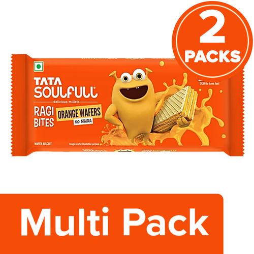 Tata Soulfull Orange Wafers Ragi Bites, 2 x 50 g (Multipack)