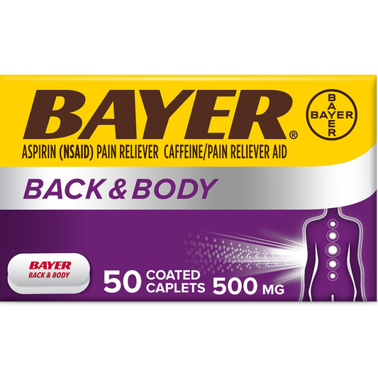 Bayer Back and Body Aspirin 500mg Extra Strength Pain Reliever 50 Caplets