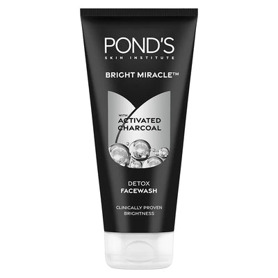 Pond's Bright Miracle Detox Facewash 10X Power Of Activated Charcoal For Deep Cleaned Skin, Reveals Glow - 200 gm