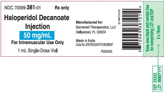 Haloperidol Decanoate Injection 50 mg Single Dose Vial- Somerset