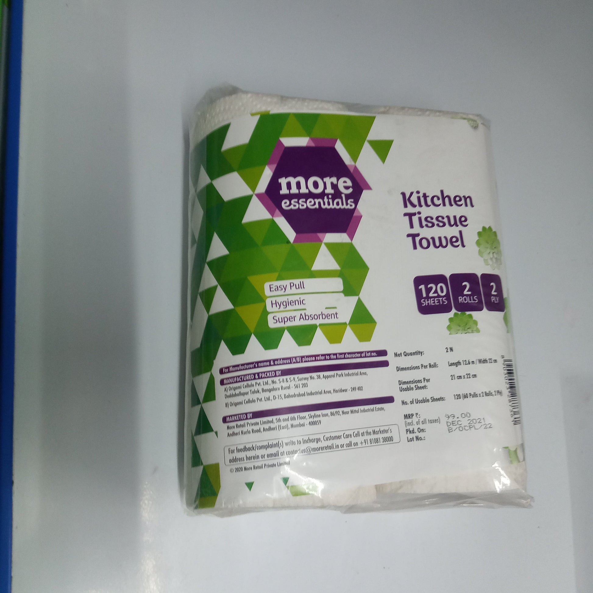 More Essentials Kitchen Tissue Towel (Length 12.6m/ Width 22cm) - 2N