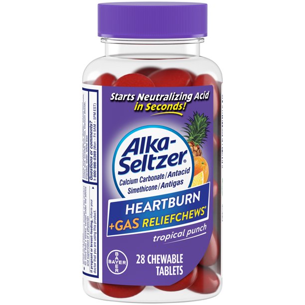 Alka-Seltzer Heartburn + Gas Relief Chewables Tropical Punch 28 Count