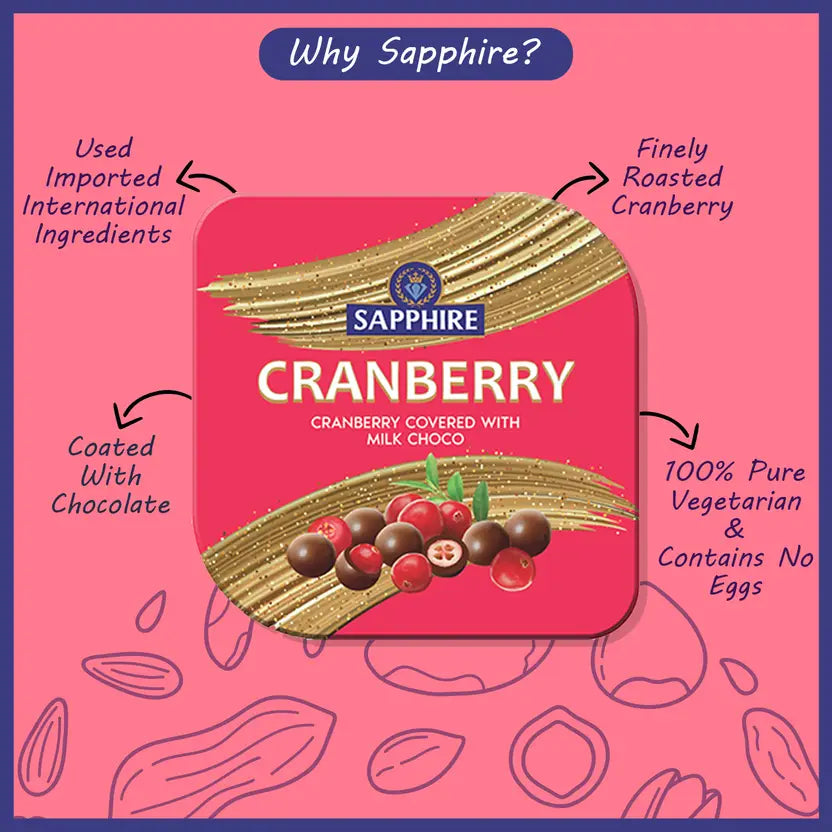 Sapphire Cranberries Covered with Milk Choco 90g