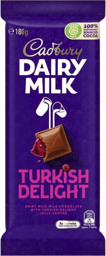 Cadbury Dairy Milk Turkish Delight Jelly Centre Chocolate Bars - 180 g