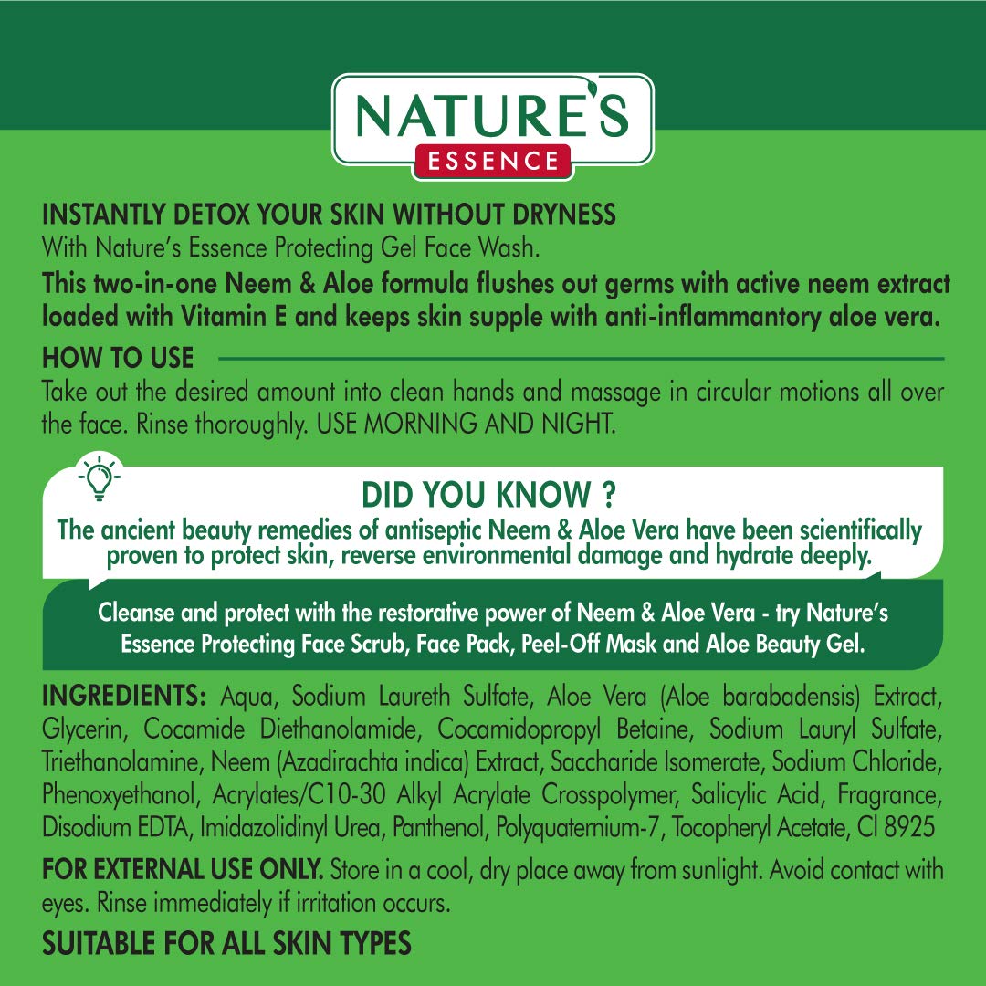 Nature's Essence Protecting Gel Face Wash - Neem & Aloe