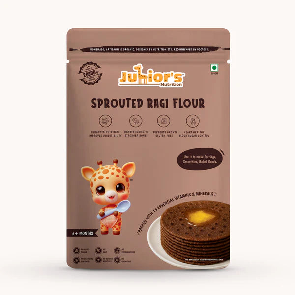 Junior's Nutrition Sprouted Ragi Flour For Young Kids (6+ Months) | 500 gms