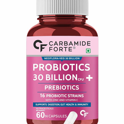 Carbamide Forte Probiotics Supplement 30 Billion for Women & Men - 60 Veg Capsules