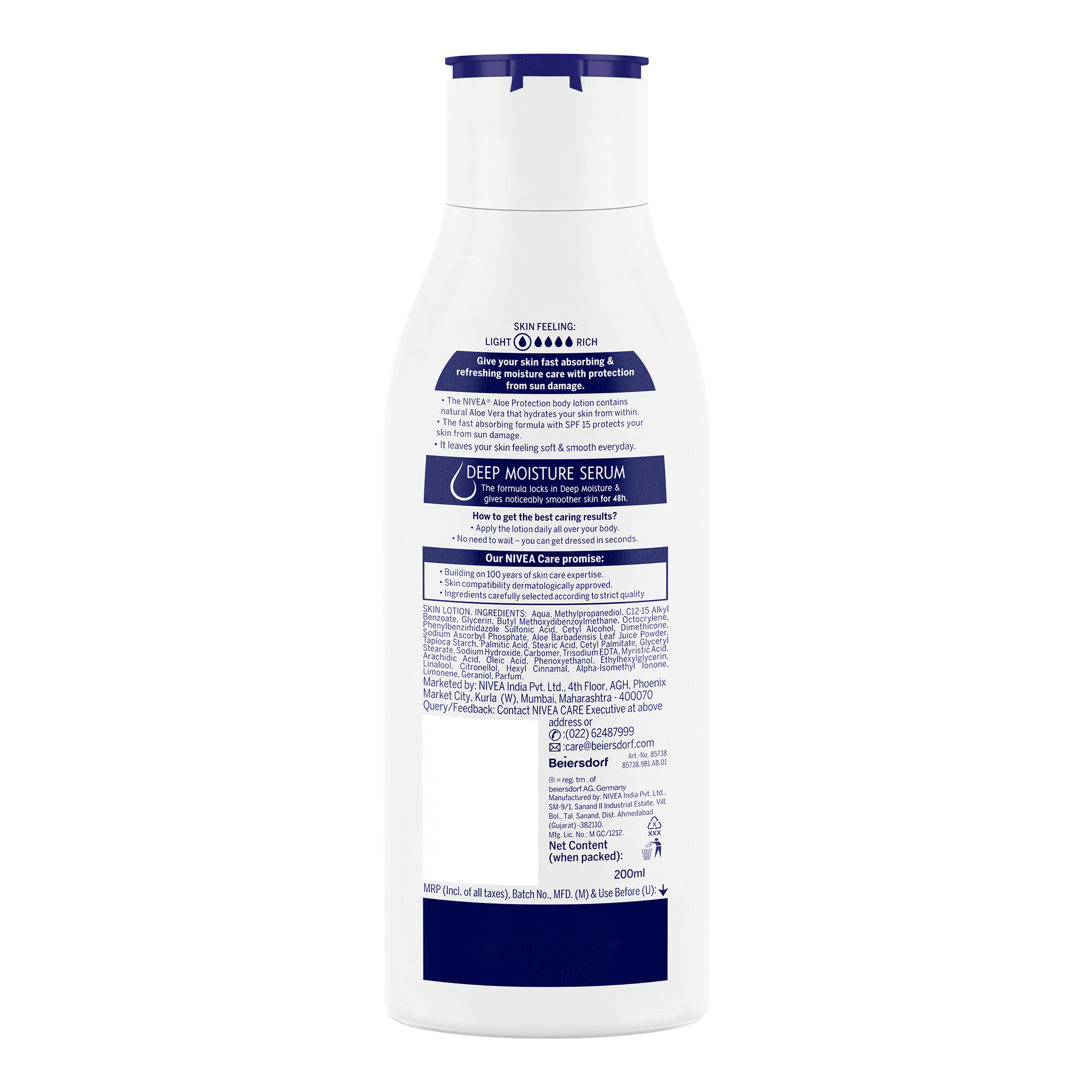 Nivea Body Lotion - Aloe Protection SPF 15, for Daily Sun Protection