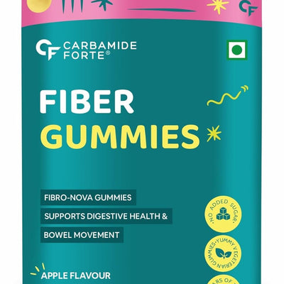 Carbamide Forte Fiber Gummies | Daily Fiber Supplement Gummies | Healthy Digestion, Weight Management & Blood Sugar Management | Prebiotic Dietary Fiber Supplement Gummies | 60 Veg Apple Flavoured Gummies