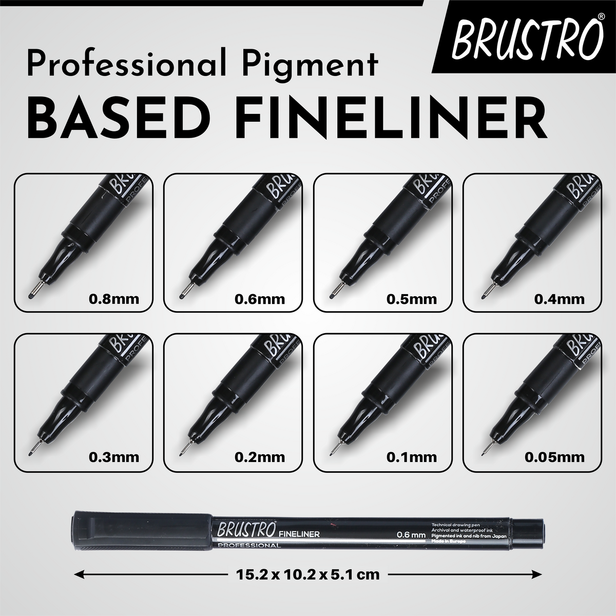 Brustro Professional Pigment Based Fineliner - Pack of 6 (Black) with Artist Sketch Book 110 GSM A5 Wiro Journal (156 Pages)