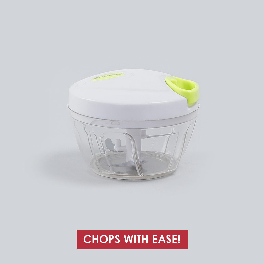 Classic String Vegetable Chopper & Whipper, Vegetable Cutter, Dip Whipper, Anti Slip, 3 Stainless Steel Blades, 450 ml