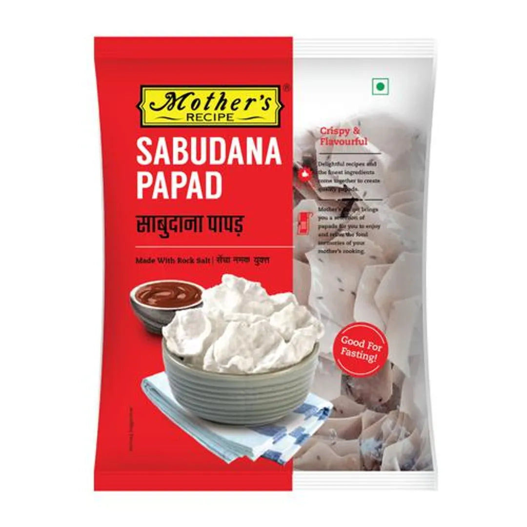 10x Motherss Recipe Papad - Sabudana With Rock Salt, Crispy & Flavourful, Pack of 10 (70 g Pouch)