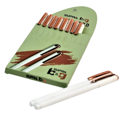 Supra B&G 0.7mm Rose Gold Ball Point Pen Card Pack | Blue Ink, Set Of 10
